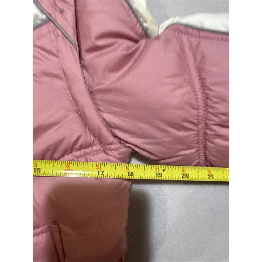 Tommy Jeans Y2K Puffer Jacket‎ Women Sz M Pink White Stripe Removable Sleeve Vtg